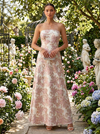 Jacquard A-Line/Princess Strapless Floor-Length Formal Dresses for Women
