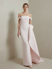 Satin Mermaid Off the Shoulder Ruffles Corset Formal Dresses