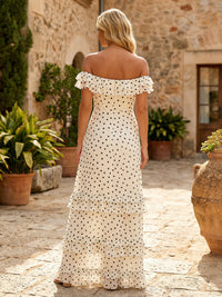 Chiffon Mermaid Off the Shoulder Slit Ruffles Formal Dresses