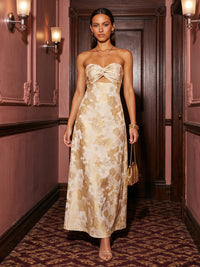 Floral Print A Line Sweetheart Twisted Cut Out Formal Dresses