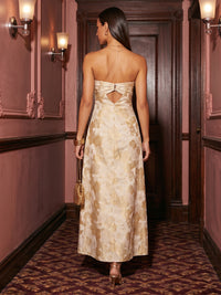 Floral Print A Line Sweetheart Twisted Cut Out Formal Dresses
