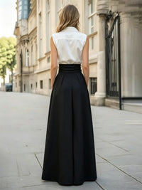 Satin A Line Crew Neck Pleats Pocket Formal Dresses