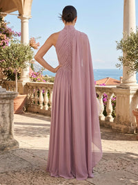 Chiffon A-Line/Princess One Shoulder Floor-Length Formal Dresses with Pleats