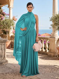 Chiffon A-Line/Princess One Shoulder Floor-Length Formal Dresses with Pleats