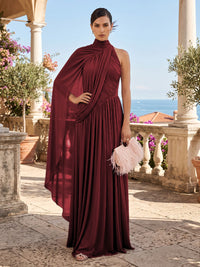 Chiffon A-Line/Princess One Shoulder Floor-Length Formal Dresses with Pleats
