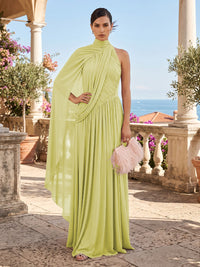 Chiffon A-Line/Princess One Shoulder Floor-Length Formal Dresses with Pleats