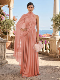 Chiffon A-Line/Princess One Shoulder Floor-Length Formal Dresses with Pleats