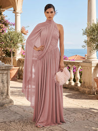 Chiffon A-Line/Princess One Shoulder Floor-Length Formal Dresses with Pleats