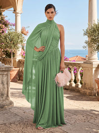 Chiffon A-Line/Princess One Shoulder Floor-Length Formal Dresses with Pleats