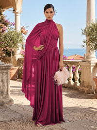 Chiffon A-Line/Princess One Shoulder Floor-Length Formal Dresses with Pleats