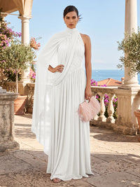 Chiffon A-Line/Princess One Shoulder Floor-Length Formal Dresses with Pleats