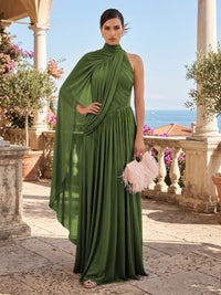 Chiffon A-Line/Princess One Shoulder Floor-Length Formal Dresses with Pleats