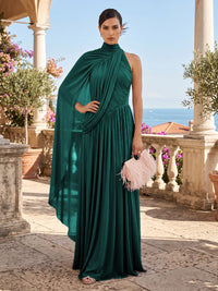 Chiffon A-Line/Princess One Shoulder Floor-Length Formal Dresses with Pleats