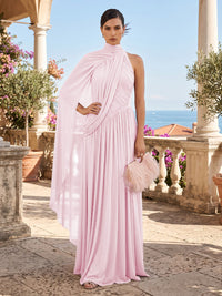 Chiffon A-Line/Princess One Shoulder Floor-Length Formal Dresses with Pleats