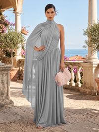 Chiffon A-Line/Princess One Shoulder Floor-Length Formal Dresses with Pleats