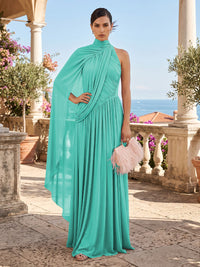 Chiffon A-Line/Princess One Shoulder Floor-Length Formal Dresses with Pleats