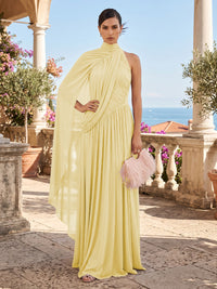 Chiffon A-Line/Princess One Shoulder Floor-Length Formal Dresses with Pleats