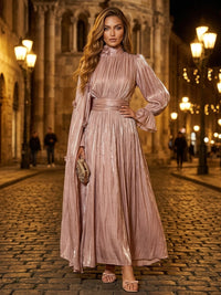 Chiffon A-Line/Princess High Neck Floor-Length Formal Dresses with Pleats