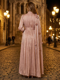 Chiffon A-Line/Princess High Neck Floor-Length Formal Dresses with Pleats