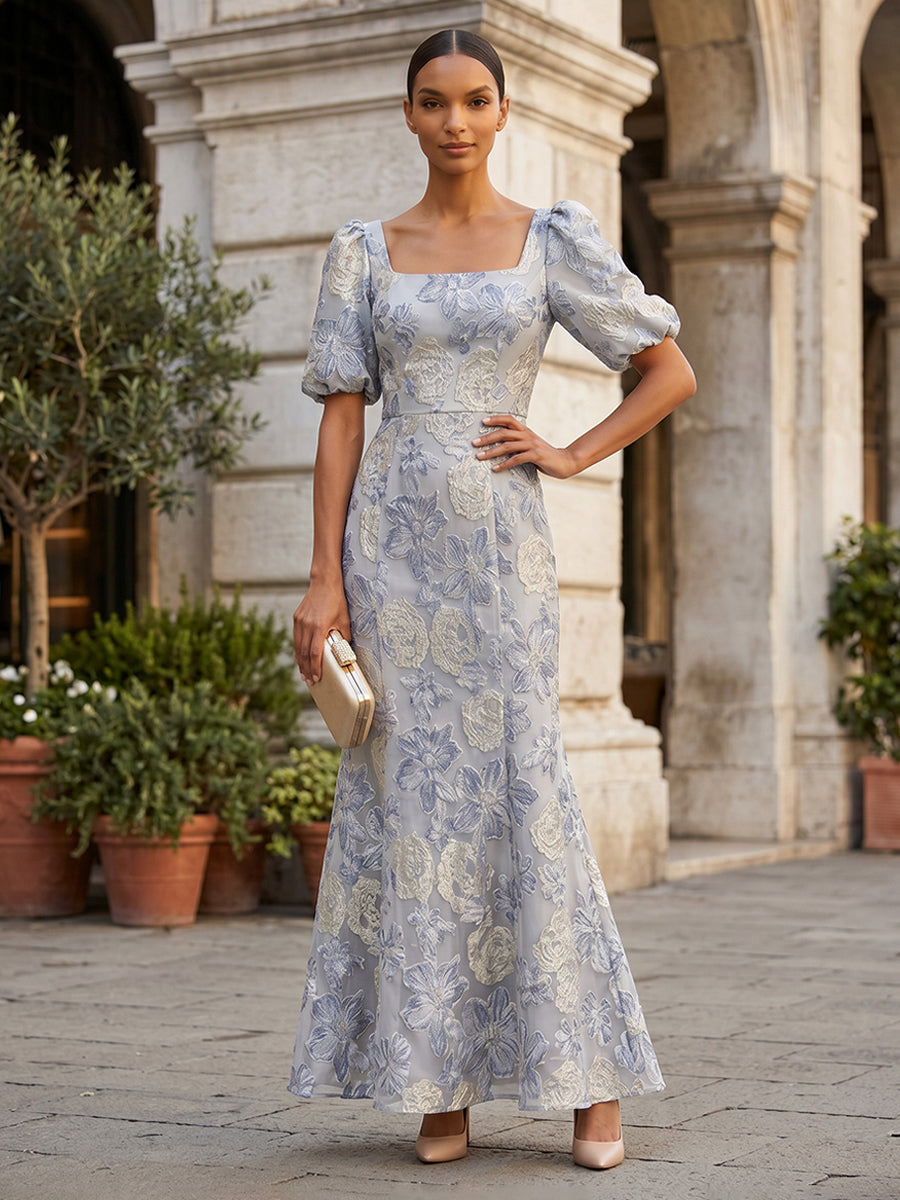 Jacquard Mermaid/Trumpet Square Neck Floor-Length Formal Dresses for Women