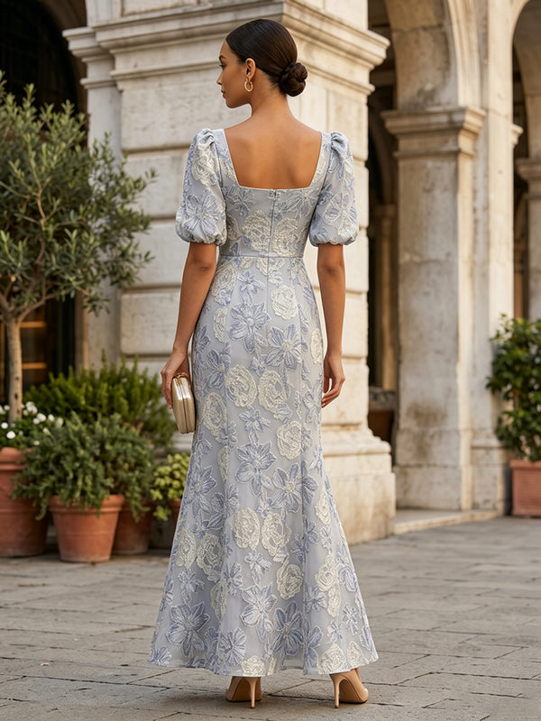 Jacquard Mermaid/Trumpet Square Neck Floor-Length Formal Dresses for Women