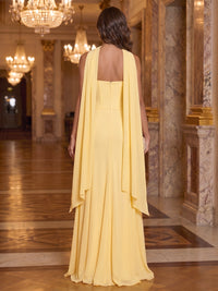 Chiffon A-Line/Princess Strapless Floor-Length Formal Dresses with Ruched Waist, Corset & Scarf