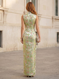 Jacquard Sheath/Column High Neck Floor-Length Formal Dresses for Women