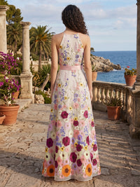 Lace Appliques A-Line/Princess Scoop Neck Floor-Length Formal Dresses for Women