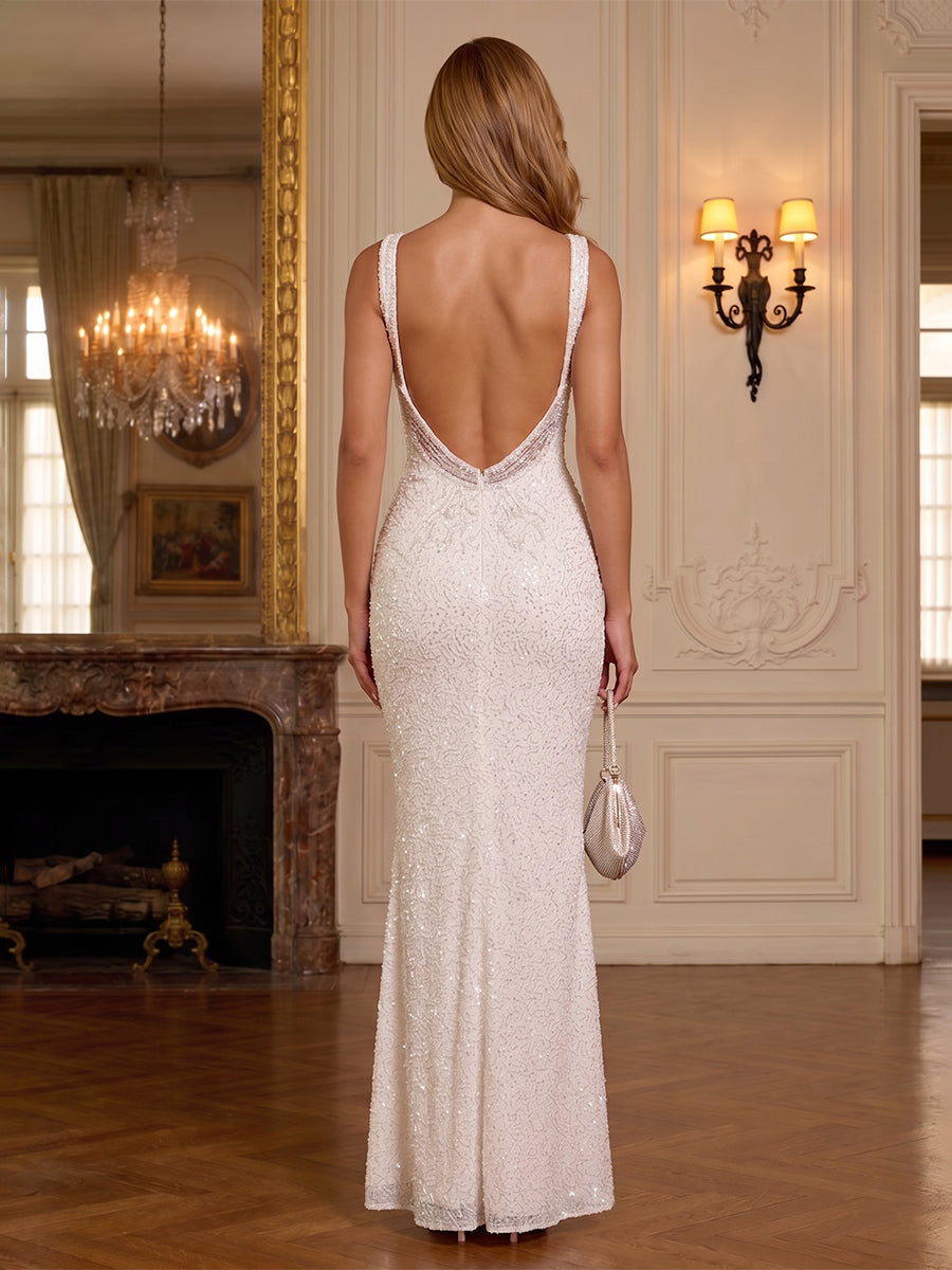 Sequin Sheath/Column Square Neck Floor-Length Formal Dresses for Women