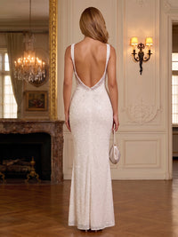 Sequin Sheath/Column Square Neck Floor-Length Formal Dresses for Women