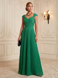 Chiffon A-Line/Princess Sweetheart Floor-Length Formal Dresses with Pleats