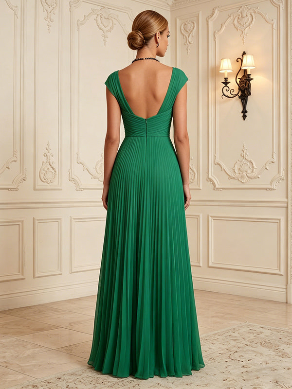 Chiffon A-Line/Princess Sweetheart Floor-Length Formal Dresses with Pleats