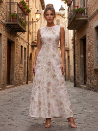 Jacquard A-Line/Princess Scoop Neck Floor-Length Formal Dresses for Women