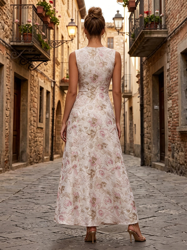 Jacquard A-Line/Princess Scoop Neck Floor-Length Formal Dresses for Women