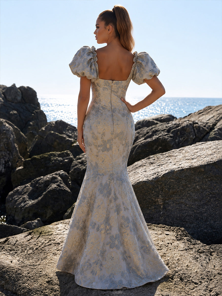 Jacquard Mermaid/Trumpet Sweetheart High-Low Formal Dresses with Sweep Train