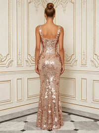 Sequin Sheath/Column Square Neck Floor-Length Formal Dresses for Women