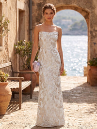 Jacquard Sheath/Column Strapless Floor-Length Formal Dresses for Women