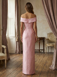 Satin Sheath/Column Off Shoulder Maxi Formal Dresses for Women