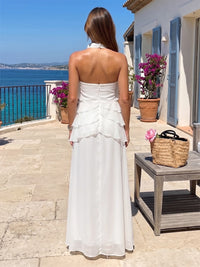 Chiffon A-Line/Princess Halter Floor-Length Formal Dresses with Ruffles