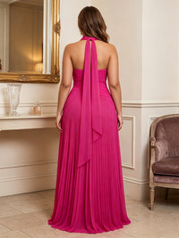 A-Line/Princess Strapless Chiffon Floor-Length Plus Size Formal Dresses with Scarf & Pleats