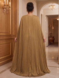 A-Line/Princess V-Neck Satin Floor-Length Plus Size Formal Dresses with Pleats