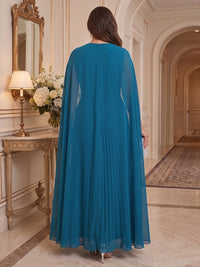 A-Line/Princess Scoop Neck Chiffon Floor-Length Plus Size Formal Dresses with Pleats