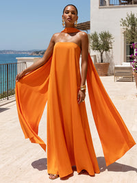 A-Line/Princess Strapless Satin Maxi Formal Dresses with Scarf