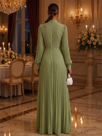A-Line/Princess High Neck Chiffon Maxi Formal Dresses with Pleats