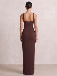 Sheath/Column Sweetheart Stretch Jersey Maxi Formal Dresses with 3D Flowers, Ruched Waist & Slit