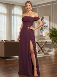 A-Line/Princess Off Shoulder Chiffon Floor-Length Bridesmaid Dresses