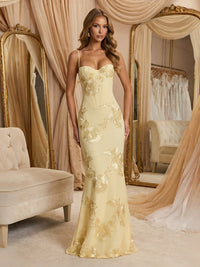 Mermaid/Trumpet Spaghetti Strap Wedding Guest Dresses with Floral Formal Dress