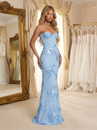 Mermaid/Trumpet Spaghetti Strap Wedding Guest Dresses with Floral Formal Dress