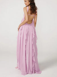 A-Line/Princess Convertible Ruffle Floor-Length Wedding Guest Dresses Women Formal Gowns