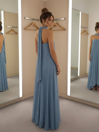 Sheath/Column Strapless Pleated Chiffon Floor-Length Formal Dresses with Scarf